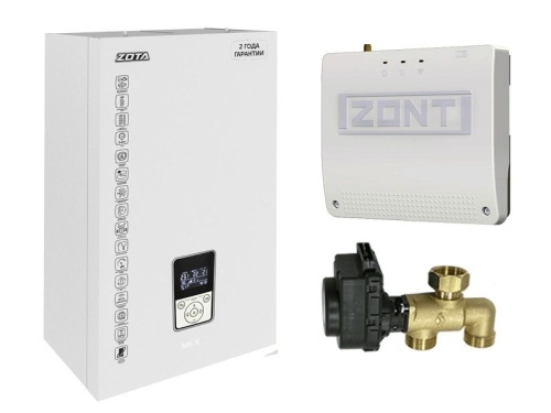 Миникотельная-SET ZOTA MK-X 9 кВт (котел + клапан ГВС ZOTA BPV + ZONT SMART 2.0 c OpenTherm)