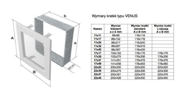 Вентиляционная решетка для камина Kratki 17x17 Venus бежевая 17VK