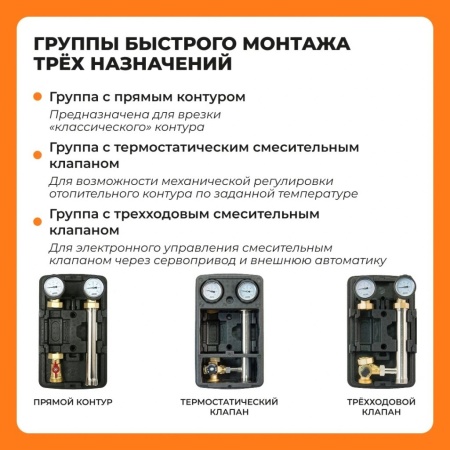 Насосная группа быстрого монтажа ZOTA с прямым контуром без насоса 1"