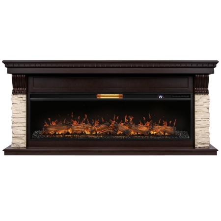 Портал Firelight Michigan 60, камень молочный, шпон темный дуб